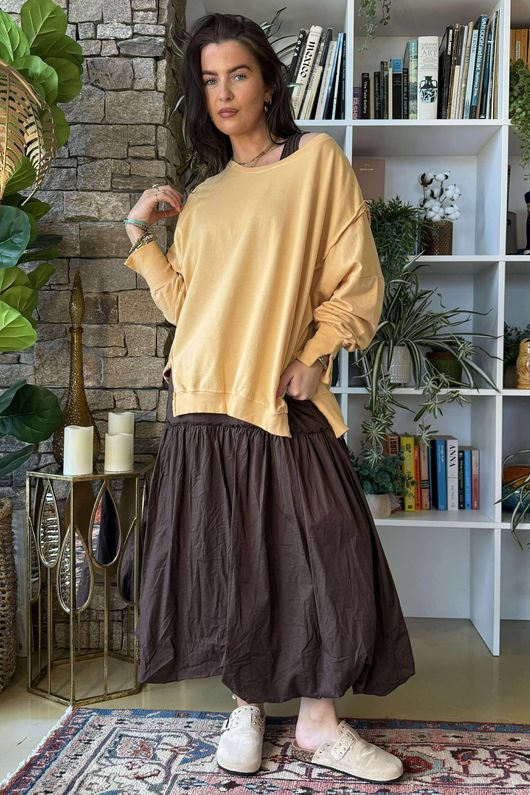 Paloma Bubble Hem Layering Dress Choc Chip